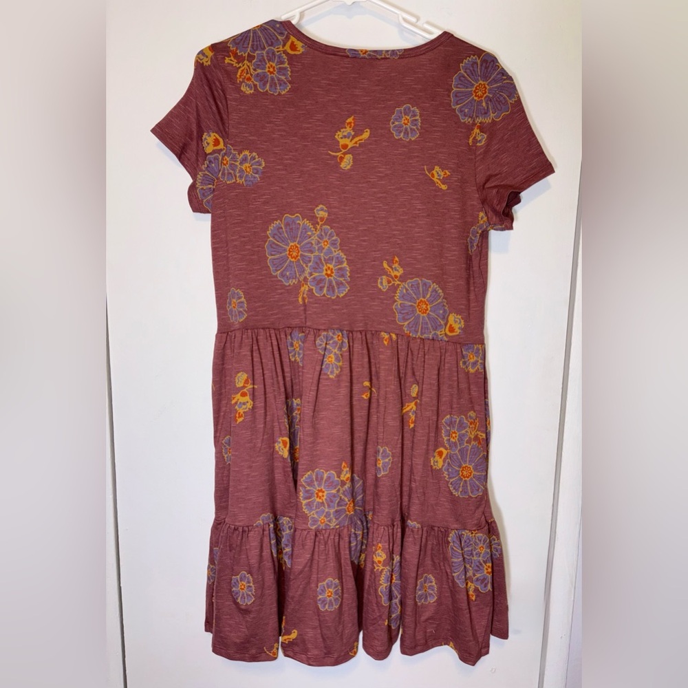 Toad & Co Marley Tiered SS Dress Size S Purple Agate Zinnia Print Pockets - Picture 6 of 10